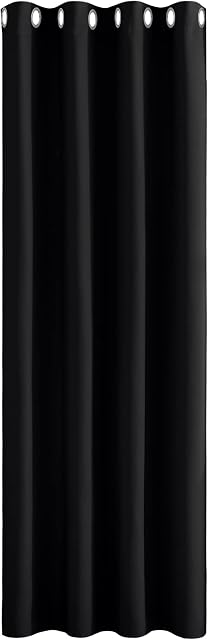 PONY DANCE Blackout Curtain for Door - 52 x 84 Thermal Insulated Room Darkening Window Treatments Light Block Halloween Decoration for Indoor/Balcony/Bathroom, 1 Piece, Black