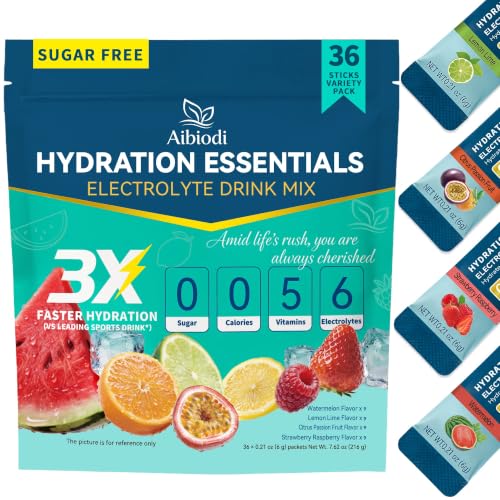 Image of Electrolytes Powder Packets - Sugar Free & Zero Calorie Liquid Daily IV Drink Mix - Instant Hydration & Energy Supplement with 6 Electrolytes and 5 Vitamins, Keto Friendly & Vegan - 36 Sticks