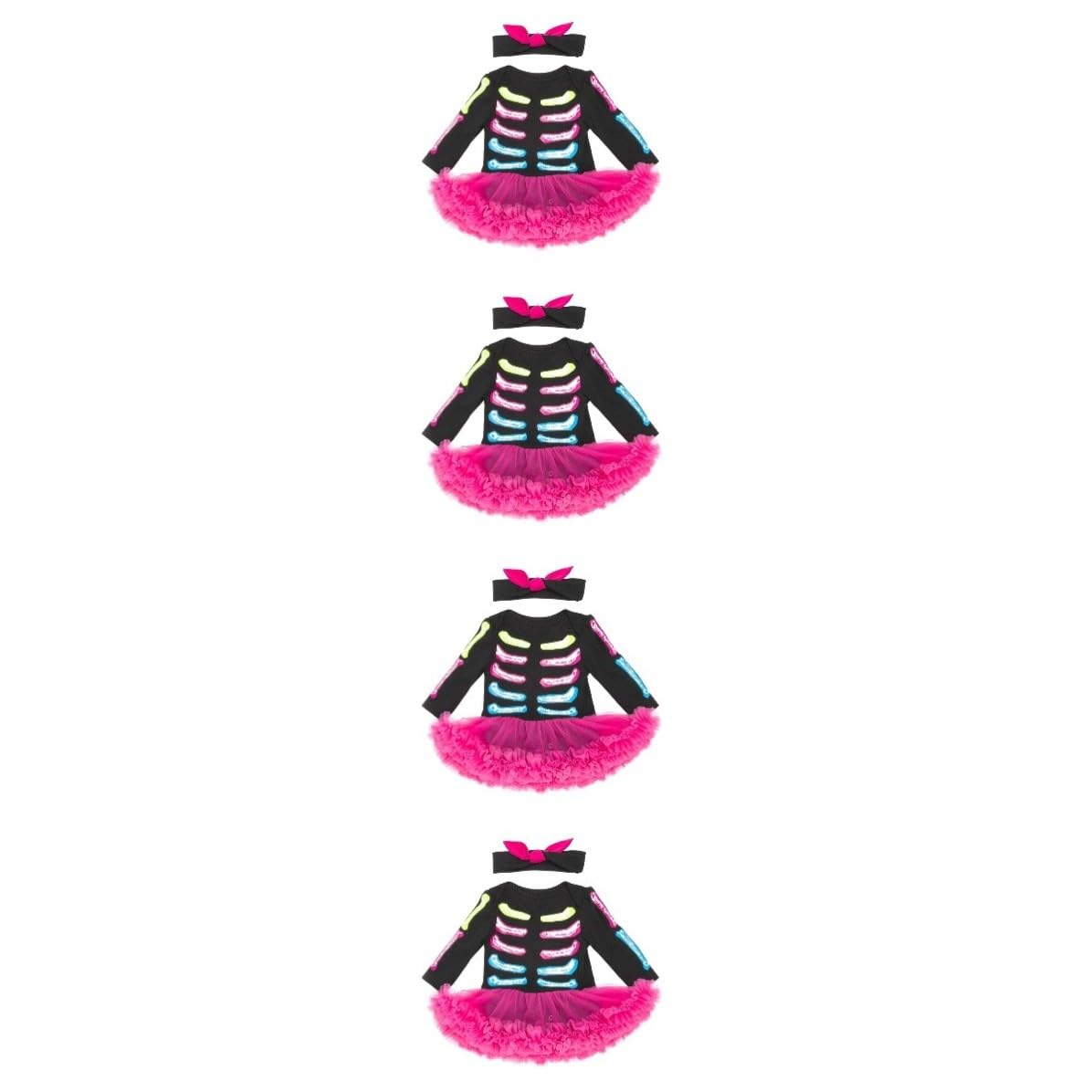 4 Set Pagliaccetto Gonna a Maniche Lunghe Halloween per Neonata 80