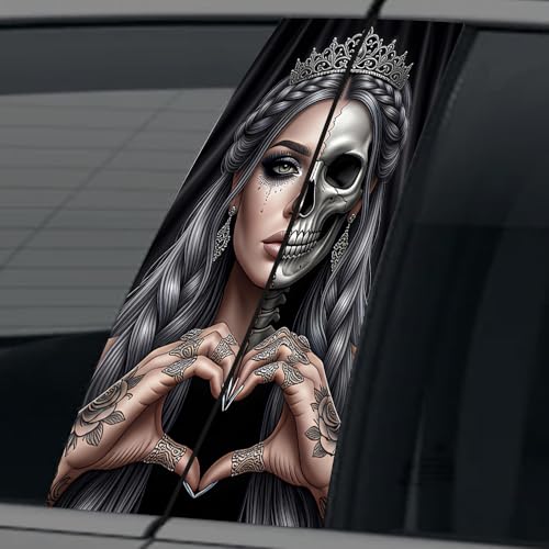 Image of Halloween Cars Body Horror Sticker, Classic Horror Movie Characters Peeking Decal Waterproof Scary Vinyl Stickers for Bumper Car Decals 11in*18.89in, PVC Material