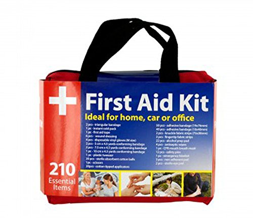 bulk buys OL377 First Aid Kit in Easy Access Carrying Case, Black/Red
