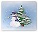 Price comparison product image Ambesonne Christmas Mouse Pad, Snowman in The Winter Mistletoe Present Top Hat and Scarf Tree and Bird, Rectangle Non-Slip Rubber Mousepad, Standard Size, Green Blue