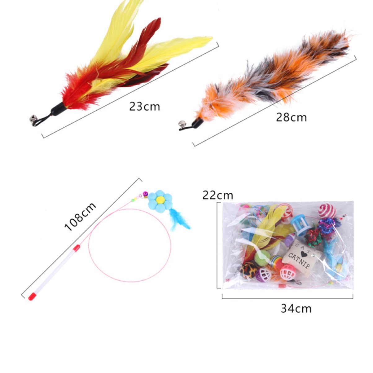 VANZACK 60piezas Juguete Interactivo para Gatos De y Cascabeles Juguetes para Estimulación Mascotas para Relación Dueño-Gato
