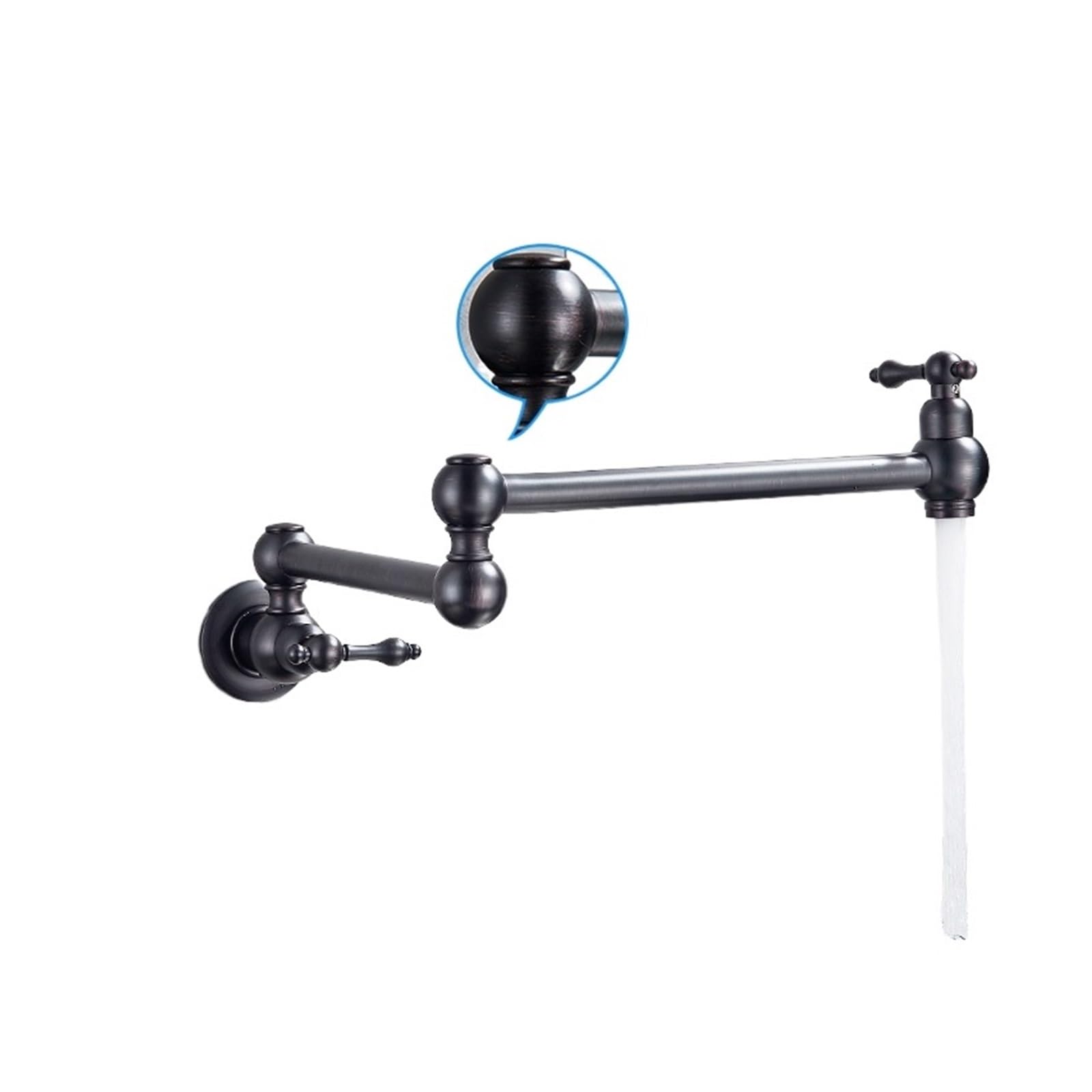 Gqnblvhzupdm C-Oil Rubbed Bronze Kitchen Faucets, Chrome Nickel Black Brass Pot Filler Tap, Wall Mounted Kitchen Faucet, Single Cold Hole Rotate Folding Spout(C-Oil Rubbed Bronze)