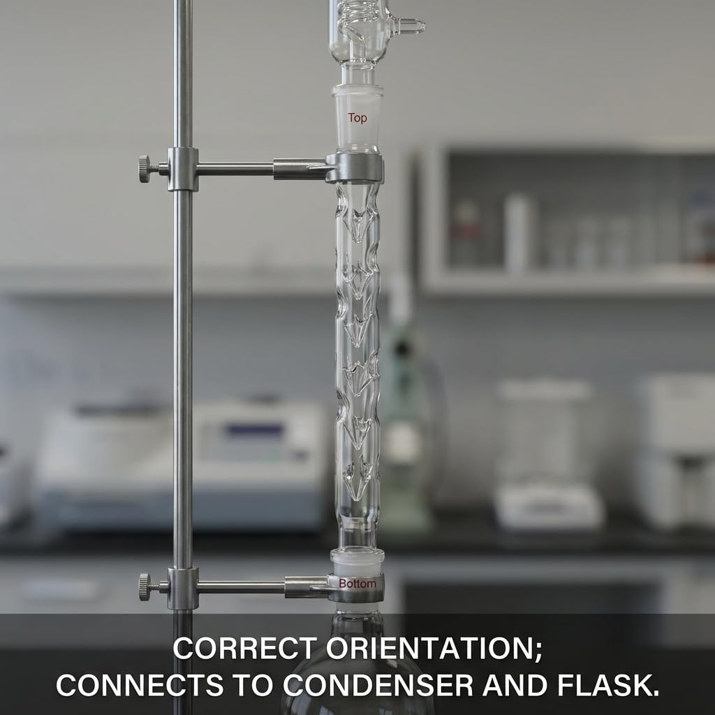 QWORK Fraccionador de vidrio Vigreux columna de destilación con 24/40 montaje 7-7/8" largo con condensador de sangría de laboratorio para equipos de destilación en química orgánica