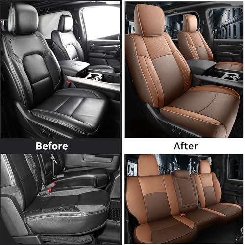Image of Red Rain Leather Seat Cover Custom Fit Dodge Ram 1500 2011-2018 Crew Cab