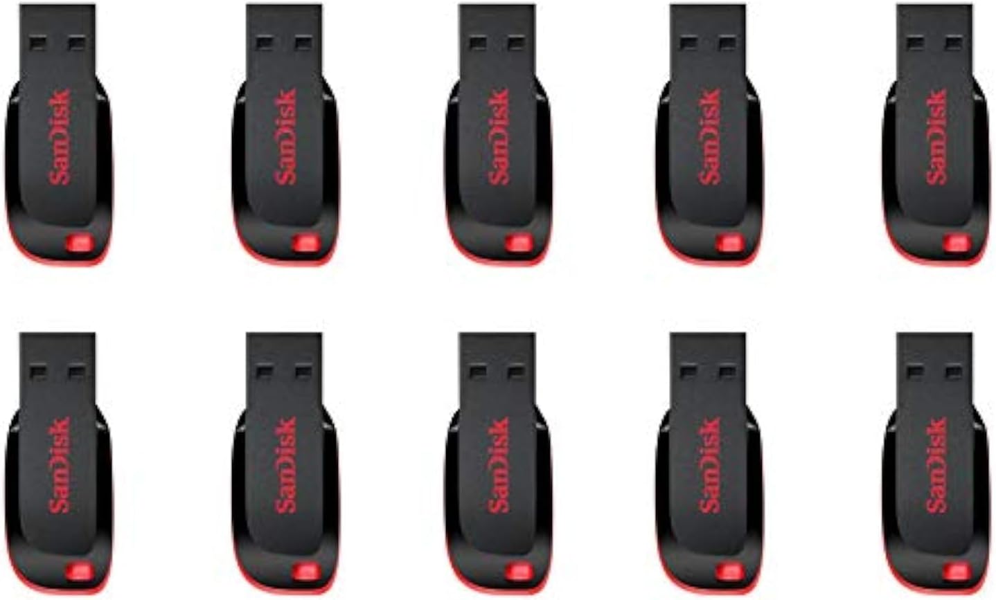 SanDisk 32GB Cruzer Blade USB 2.0 Flash Drive (SDCZ50-032G) Pack of 10