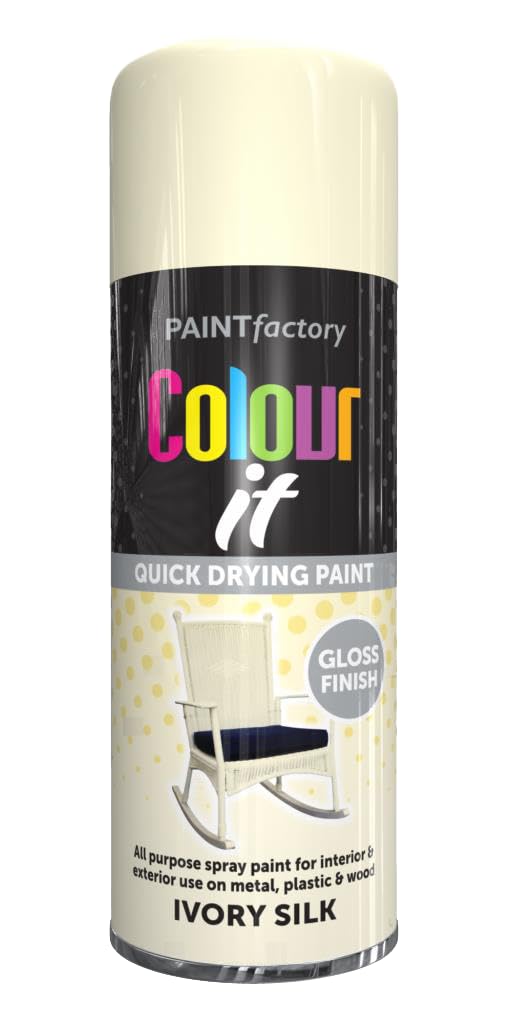 SCHNAZZ 4 x All Purpose Ivory Silk Aerosol Spray Paint 400ml Fast Dry, Quick Drying Spray and Excellent Coverage for Wood, Metal, Plastic, Glass and More