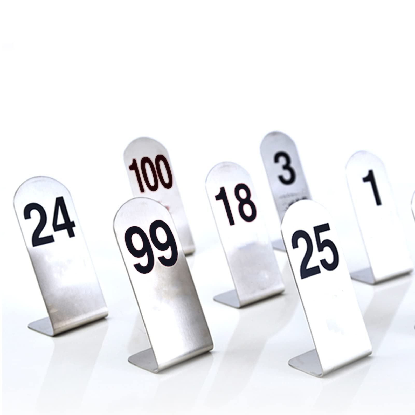 V3vogue 1-50 Table Number Signs And Place Cards For Restaurant Table, Double Sided Tabletop Signs Table Numbers 1-25/50/100, Stackable, Sturdy Stainless Steel Number Cards