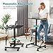 DUMOS Small Standing Desk Mobile Portable Rolling Laptop PC Table on Wheels Adjustable Height Computer Workstation for Home Office, 19 Inch, Black