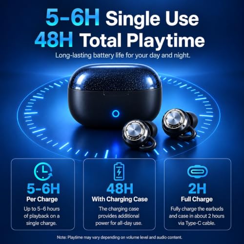 Zqoxtr ANC Sleep Earbuds for Side Sleepers, Mini Low-Profile Sleeping Headphones for Snoring & Night Noise, Sleep Mode with No Low-Battery Beep, White Noise, 48H Charging Case, Bluetooth 6.0, Black - image 7