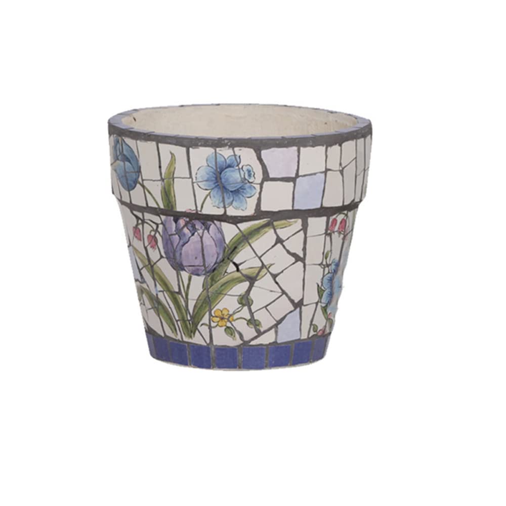 DFGHNBVC Courtyard Hand-Painted Ceramic Mosaic Flower Pot Villa Outdoor Garden Decor Plant Pot Corridor Aisle Landscape Container Vase Home Balcony Terrace European Classical Pots,D-S