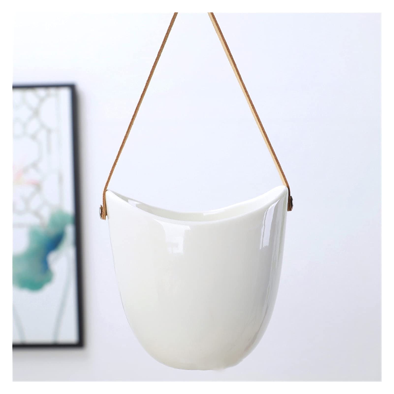 Liudan Wiszące doniczki, białe ceramiczne wazony, hydroponiczne, montowane na ścianie, sukulenty, doniczkowe, kwiaty, do wnętrz, domu, ogrodu, dekoracja, wieszak na rośliny (kolor: 3 szt. doniczka)