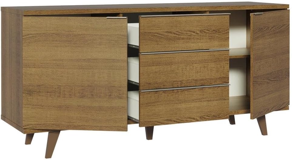 Madesa Buffet Credenza with doors and drawers open