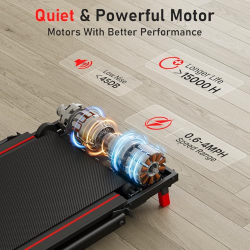 Image of Walking Pad Treadmill with Incline and Handle Bar, Walking Pad with Remote Control and Incline for Home Office, Led Display