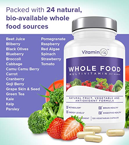 Vitaminiq Multivitamin For Women (120 Vegetarian Capsules) Whole Food Vitamin With Essential Nutrients, Natural Calcium, Magnesium, Selenium, Zinc, Biotin, Vitamin A, B6, C, D3, E, K And More #TOP2