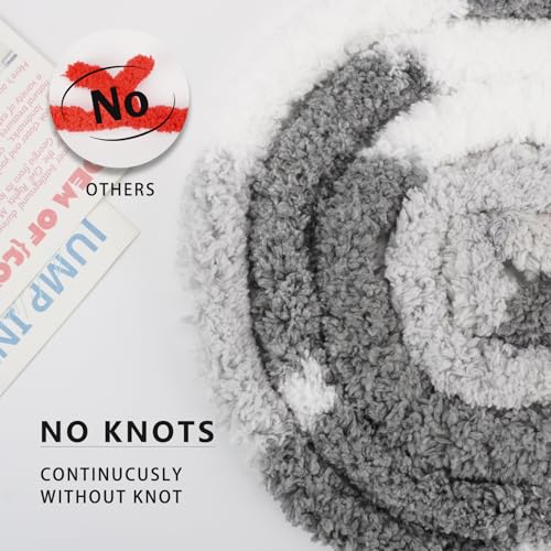 Chunky Yarn for Hand Knitting, Chunky Chenille Blanket Yarn for Crocheting, Bulky Soft Fluffy Chenille for Blanket Project, 8 Pack of 8oz/25yds, White&Gray