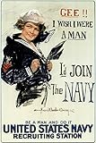 Gee I Wish I were A Man Id Join The Navy Recruiting Propaganda Cool Wall Decor Art Print Poster 24x36