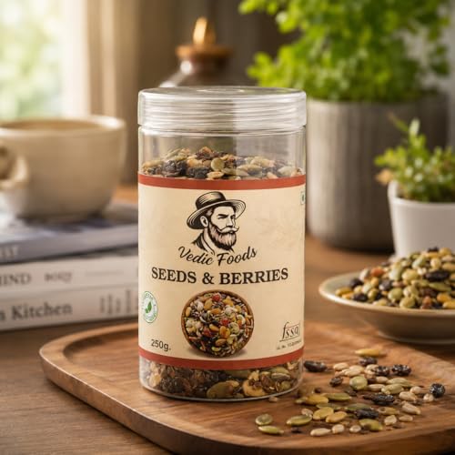 Image of Vedic Foods Seeds & Berries Mix 250g | Nutritious Superfood Blend | Pumpkin, Sunflower, Flax Seeds with Berries | Energy Boosting Snack | Vegan & Gluten Free