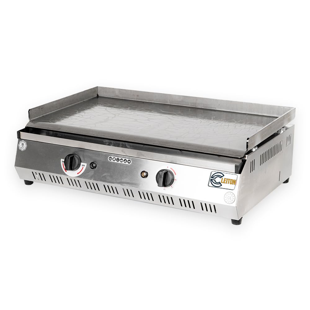 Cleiton® Plancha Industrial de Acero Inoxidable Eléctrica 70 cm Sobremesa Grosor de la Placa 4 mm para un Rápido Calentamiento con Termopar CE | Potencia 2,8 kW | Bares y Restaurantes
