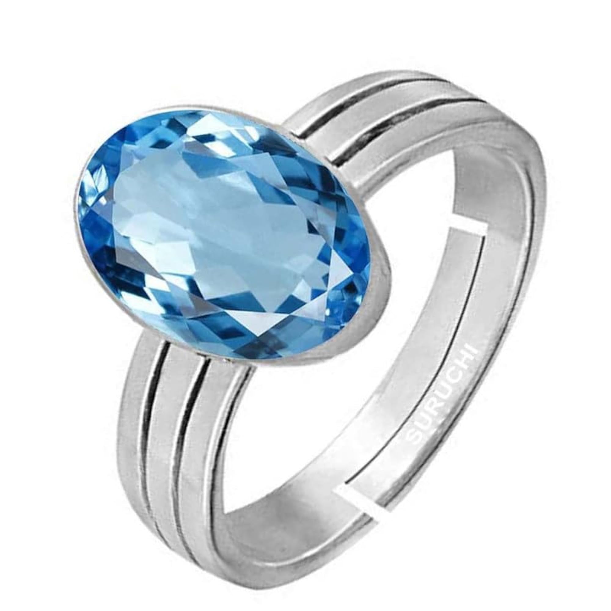 Blue Topaz Certified Natural Gemstone 925 Sterling Silver Ring