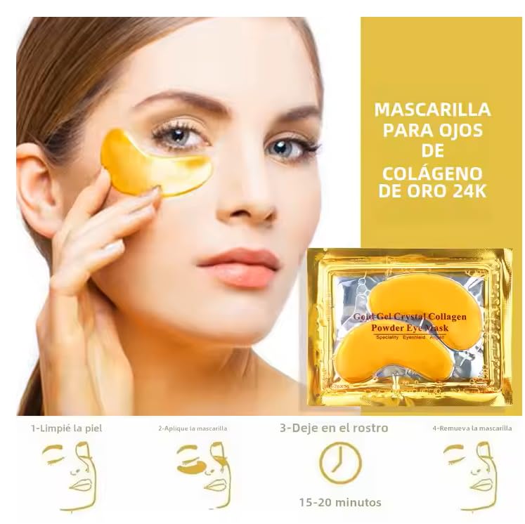 Gold Crystal Collagen Under Eye Mask Patches, Anti-Aging Treatment for Dark Circles and Fine Lines, 24K (packs of 10)