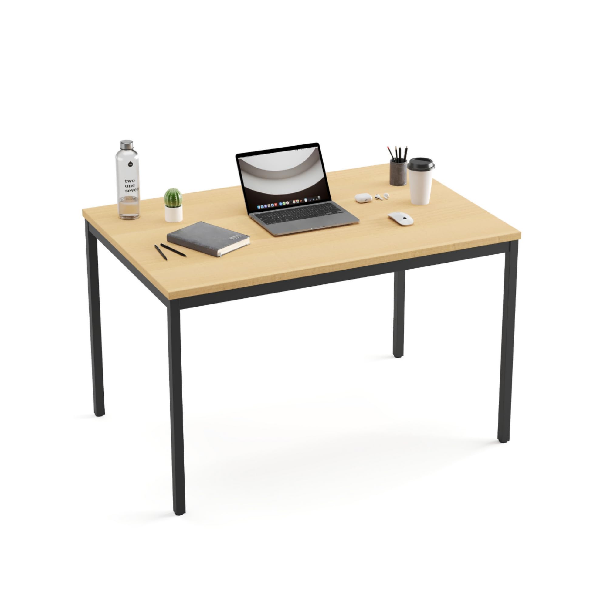 furni24 Schreibtisch-Stahl 120x80x75cm, Buche, TÜV/GS-Einfache Montage, Arbeitstisch, Bürotisch, Küchentisch, Esstisch, Druckertisch Büro-Möbel Arbeitszimmer Computertisch Gaming-Tisch Mehrzwecktisch