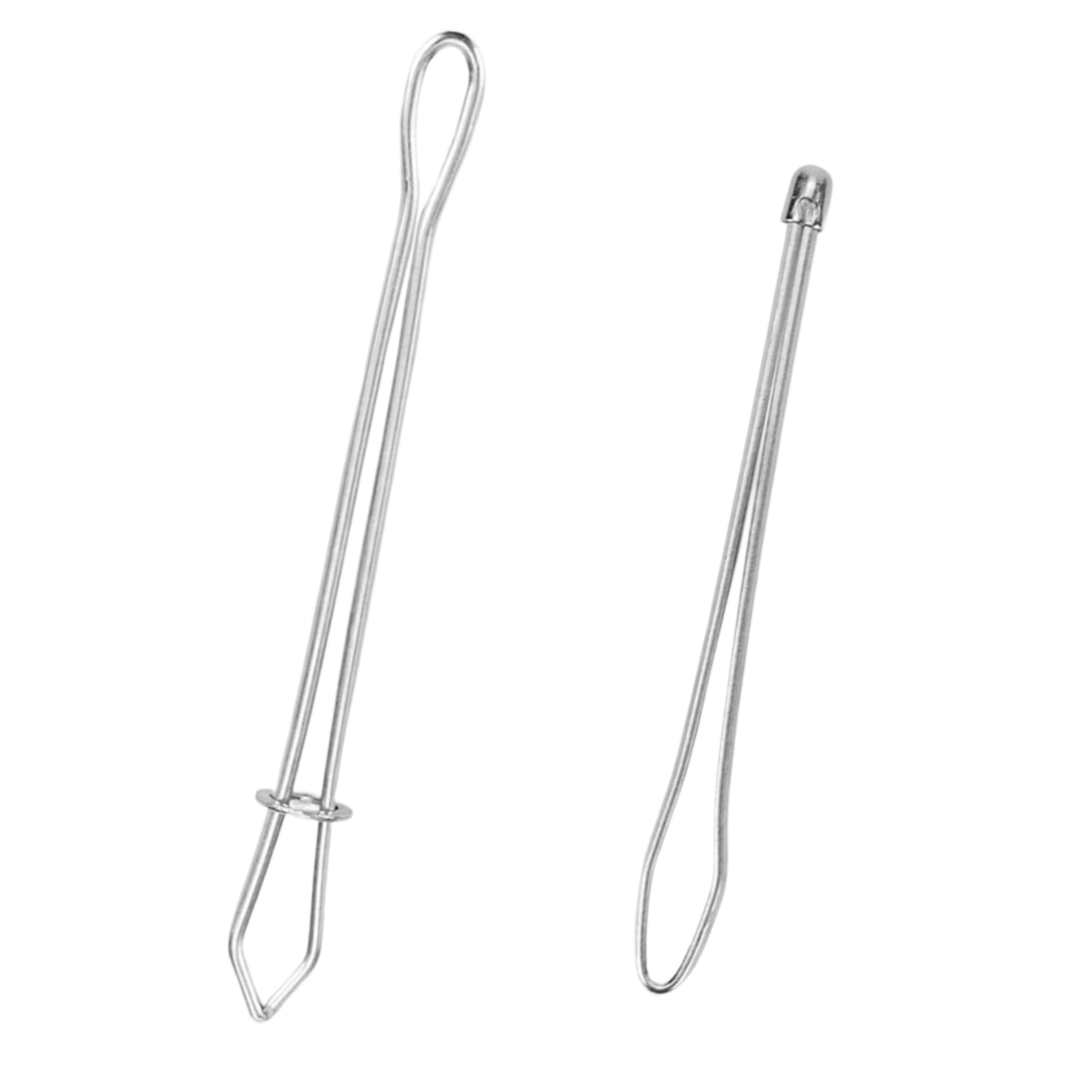 Elenviorina Silver 2 Pieces Stainless Steel Bodkin Needle Threader Tweezers For Sewing, Elastic Ribbon And Drawstring Insertion Tool,