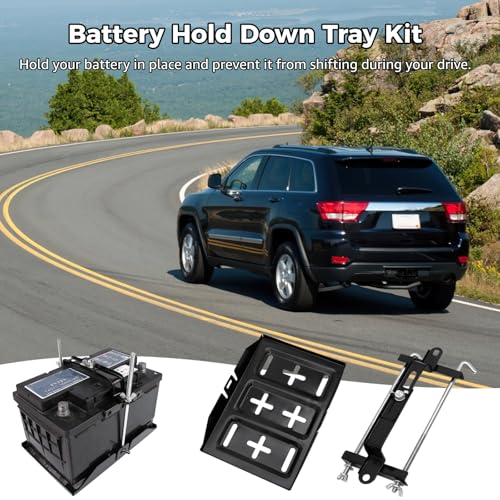 Kit de bandeja de sujeción de batería de metal con soporte ajustable universal para coche 4