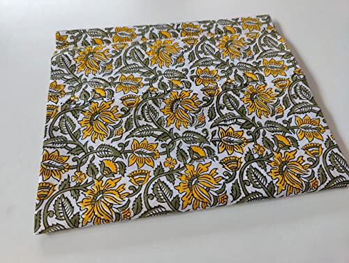 Image of Floral Printed Cotton Fabric Cloth Hand Block Print Fabric Women Material Running Jaipuri Hand Block Printed Women Dress Material Kurtis Natural 44 inch Inches Width 2.5 Meter (Pattern 29)
