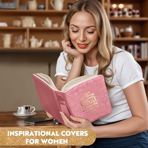 Bible Covers for Women Leather Bible Cover Case for Women with Floral Design & Gold Debossed Scripture and Pockets, Bible Carrying Case for Women, Girls, Gifts by LOYOSEL - Image 9