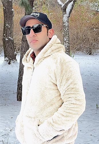 Image of GINGTTO Men's Fuzzy Sherpa Sweatshirt Fashion Pullover Fleece Hoodies