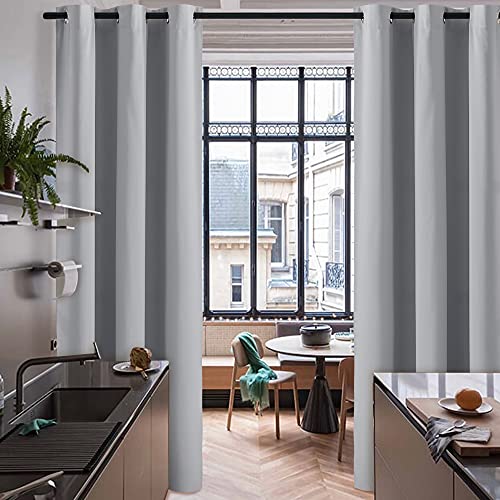 Image of RYB HOME Blackout Curtains, Room Divider Curtains for Bedroom, Full Shade Privacy Drapes for Window Decor,Ceiling to Floor Wall Panels for Room Patitions, W60 x L84 inches, Sliver Grey, 1 Pc