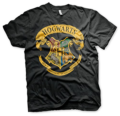 Harry Potter Officially Licensed Hogwarts Crest Big & Tall Mens T-Shirt (Black), 4X-Large