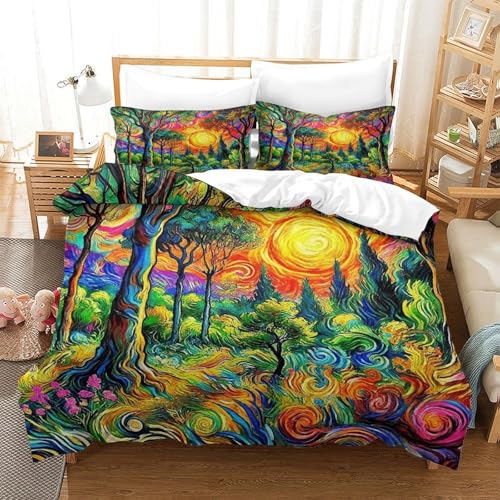Housse de couette microfibre 220x240 paysage avec fermeture éclair