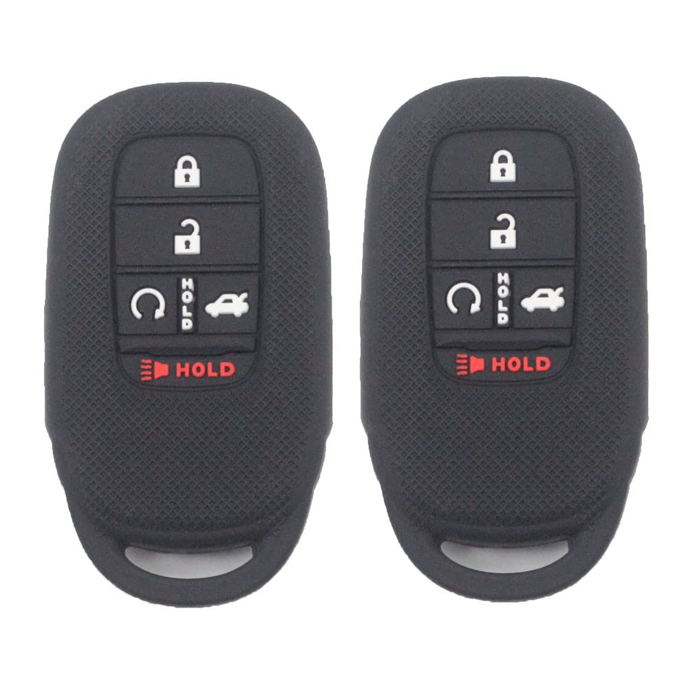 Btopars2pcs 5 Buttons Black Silicone Rubber Remote Smart Key Fob Case Cover Protector Holder Compatible with Honda Accord Civic 2022