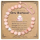 Sereney 12 Year Old Girl Birthday Gifts, Pink Beaded Adjustable Bracelet as Gifts for 12 Year Old Girl Daughter Granddaughter Niece, 12th Birthday Teen Tween Preteen Girls Trendy Stuff