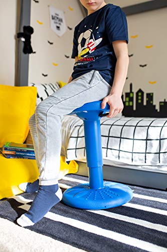 Image of Studico ActiveChairs Adjustable Wobble Chair, Flexible Classroom Seating improves Focus, Posture & Helps ADHD /ADD. Classroom Stools, Active Wobble Chairs, Adjusts from 16.65 inch to 23.75 inch Ages 13-18 Blue