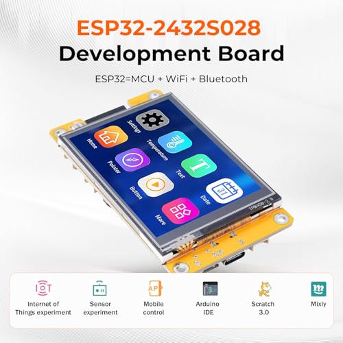 APKLVSR ESP32 Display,2.8\ ESP32-Display ESP32-2432S028R Resistiver Touchscreen 240x320 TFT LCD Display Modul,ESP32 Entwicklungsplatine mit WiFi Bluetooth, für Arduino IDE(2 Stücke)