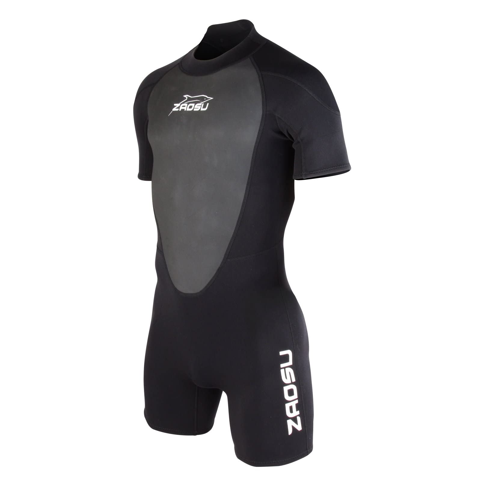 ZAOSU Neopren Shorty Aqua Essential | 3 mm Neopren - Schwarzer Freiwasser Neoprenanzug, Rückenreißverschluss, kurzärmeliger Taucheranzug für SUB, Schnorcheln, Surfen, Tauchen, Schwimmen