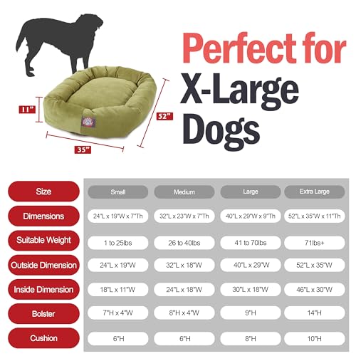 Image of Majestic Pet Villa 52 Inch Shredded Memory Foam Dog Bed for X-Large Sized Dog 52x35x11 Inch-Orthopedic Pet Bed with Removable Washable Cover-Washable X-Large Puppy Mat with Head Support-Apple