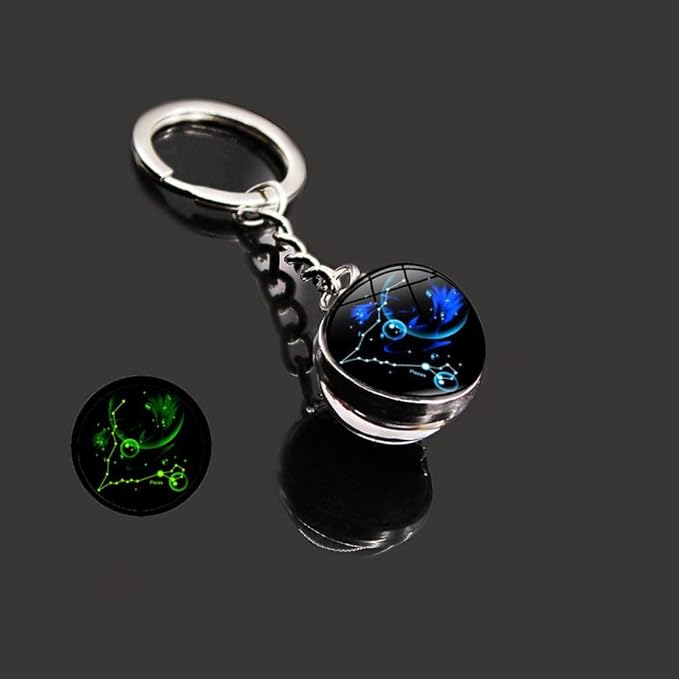 Key Chain for Men Women Twelve Constellations Gemstone Key Ring Fashion Bag Backpack Car Charm Accessory Gifts