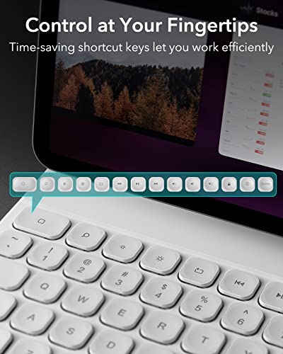 Esr Rebound Magnetic Keyboard Case, Ipad Case With Keyboard Compatible With Ipad Pro 12.9, Easy-Set Floating Cantilever Stand, Precision Multi-Touch Trackpad, Multi-Color Backlit Keys, White #TOP5