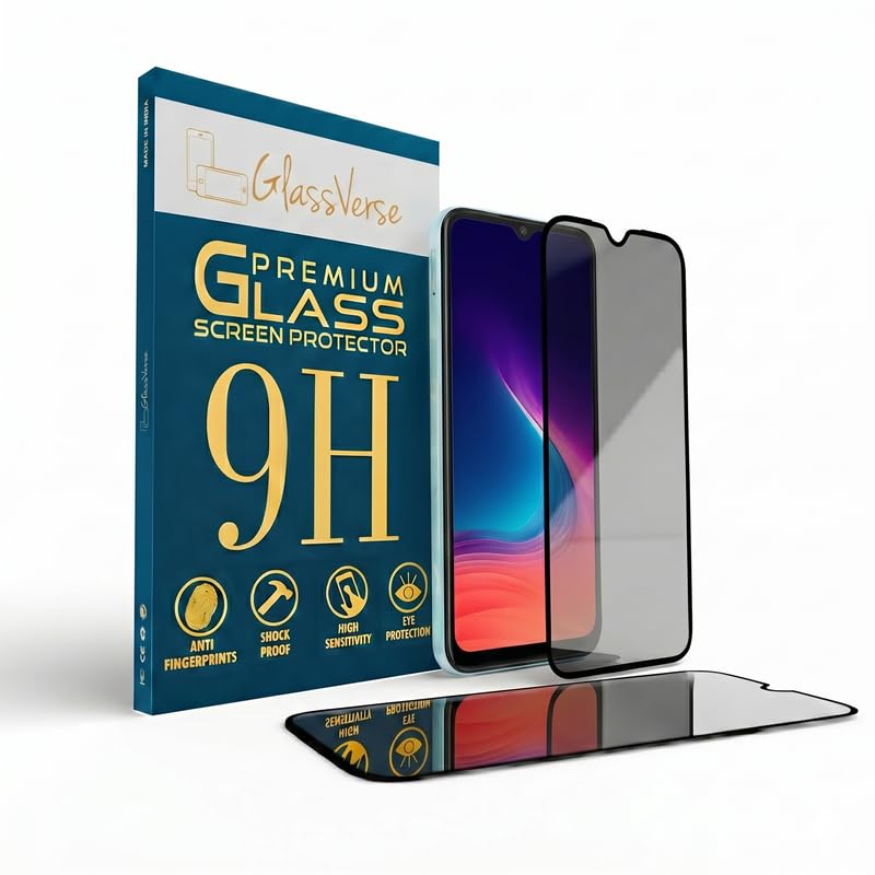 Image of GlassVerse Privacy Tempered Glass for Nokia C32 | Anti Spy Screen Protector, 9H Hardness, Edge to Edge, Case Friendly, Hassle-less Installation Kit Included. (Pack of 1)