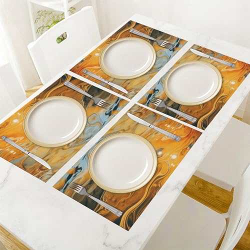 Set de table antidérapant lot de 6 lavable à rayures pour protection de table - 7