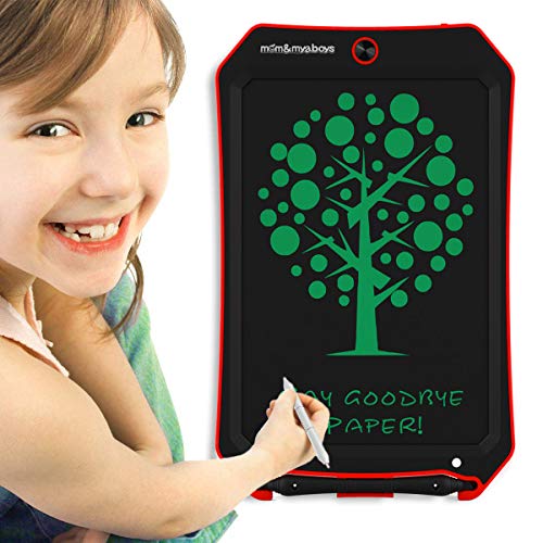 mom&myaboys LCD Writing Tablet Toys for Kids Birthday Gifts,Kids Toy 8.5 Inch Writing Boards,Electronic Writings Pads Drawing Board for Kids, Blackboard Erase Button Lock Included(Red)