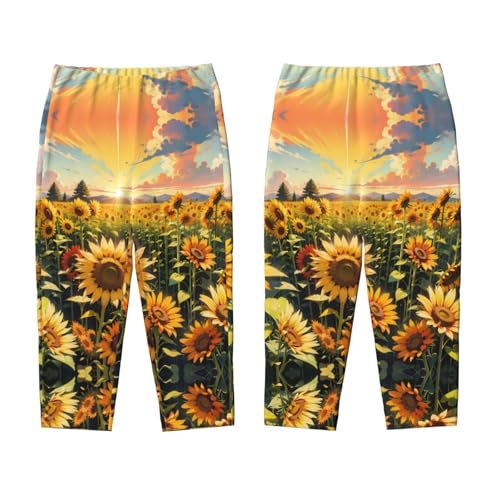 Pajama Pants Pajama Bottoms with Elastic Waistband Sleepwear Lounge Pants, Sunflowers Fields Sunny3