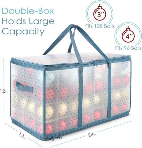 Image of Hearth & Harbor Christmas Tree Storage Bag 7.5 ft, Wrapping Paper Storage Organizer Container & Large Christmas Ornament Storage Box With Adjustable Dividers