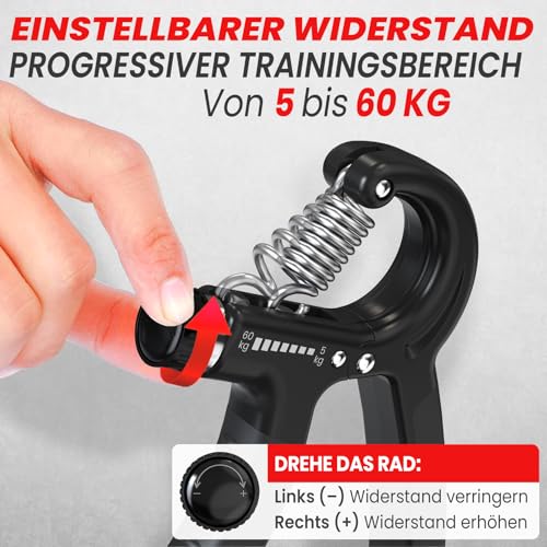 FUNFLEX Handtrainer Fingertrainer, Griffkraft Trainer 2er Set, 5-60kg Einstellbarer Widerstand Unterarmtrainer - Grip Ring, Fingerkraft Grifftrainer - Fitness Krafttraining für Hand, Finger, Unterarm