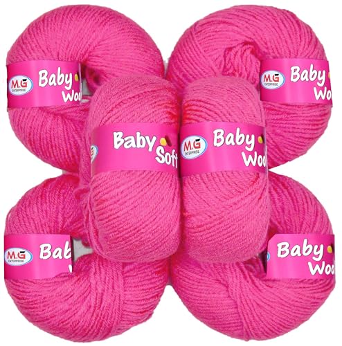 Image of M.G ENTERPRISE 100% Acrylic Wool Melon 6 Pc Baby Wool 4 ply Ball Hand Knitting Wool /Art Craft Soft Fingering Crochet Hook Yarn- Art-EI